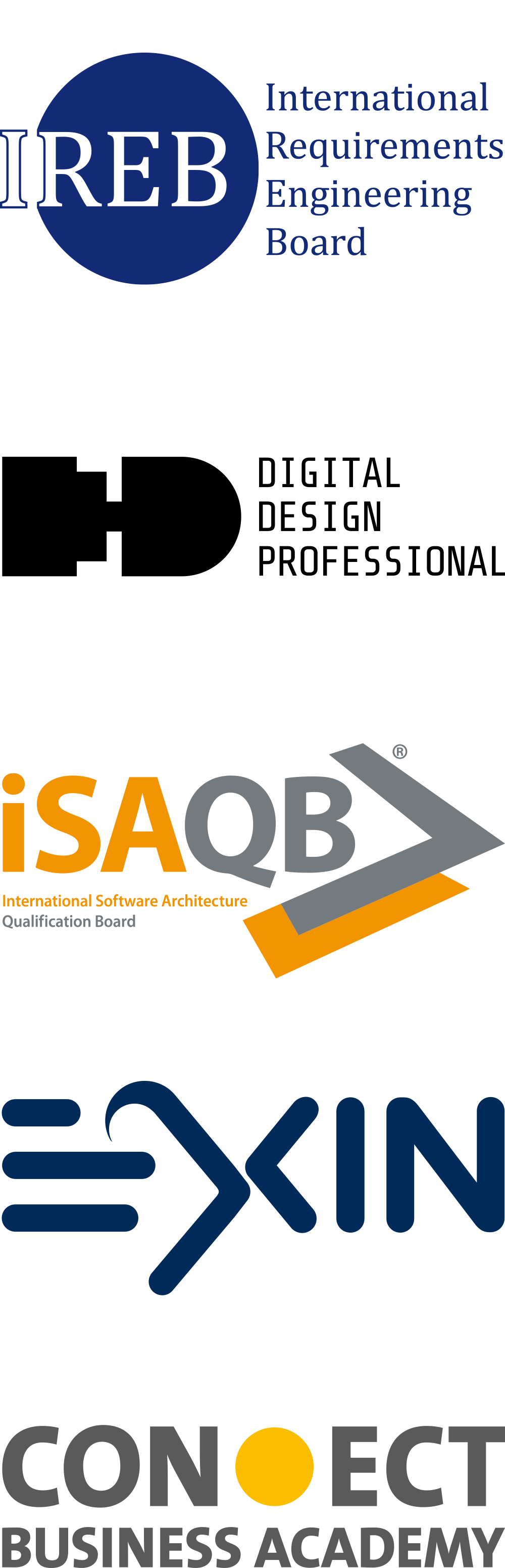 Logos IREB, DDP, iSAQB, EXIN, CON.ECT